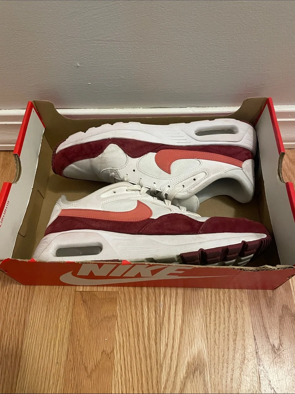 Nike White Coral Burgundy Low-Top Sneakers